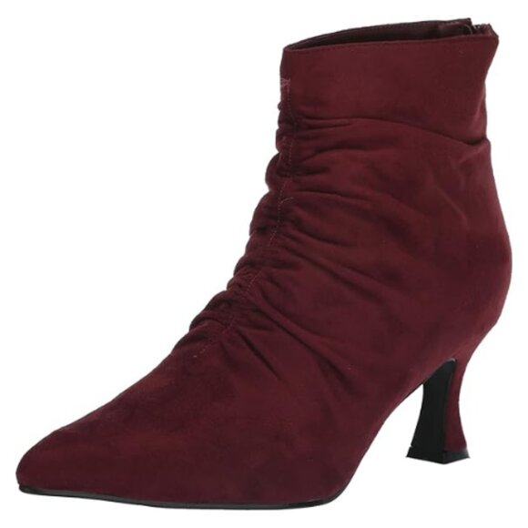 EVANS Women's Wide Fit Ankle Boot Scarlet Fashion Size 9 W, WINE - Picture 1 of 7